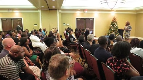 Leadership event participants listening to a Tsalach presentation