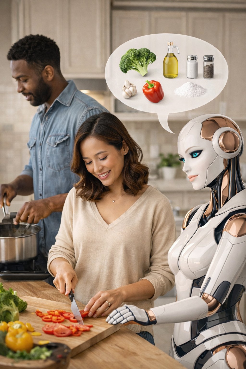 Family cooking together with UMI's support